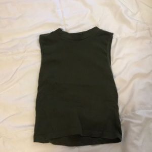 Army Green Mock Neck Halter Top